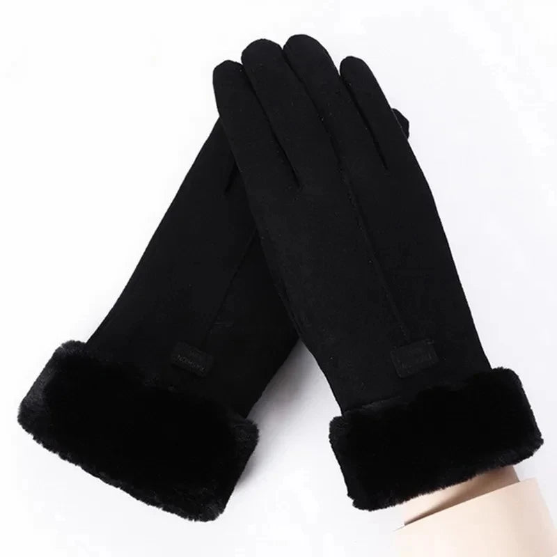Gants Hiver Femme Doublés Polaire - Tactiles Suédine Chauds