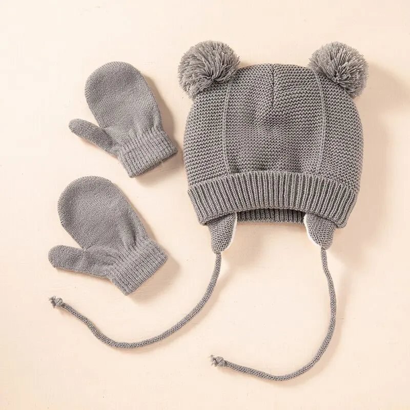 Ensemble Bonnet et Gants Bébé Tricot - Protection Hiver 3-36 Mois