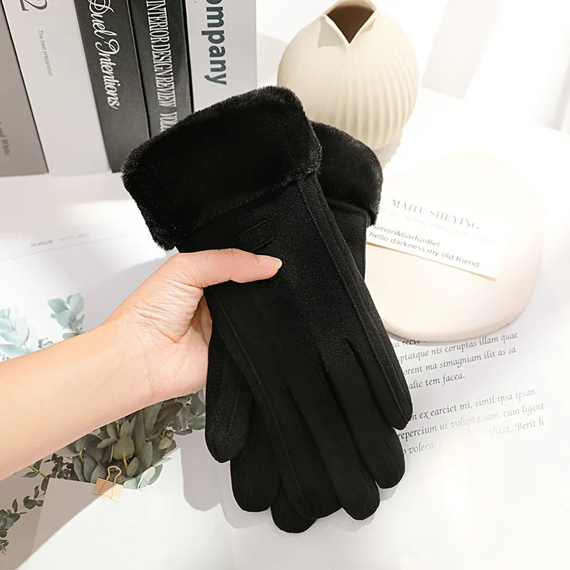 Gants Hiver Femme Doublés Polaire - Tactiles Suédine Chauds