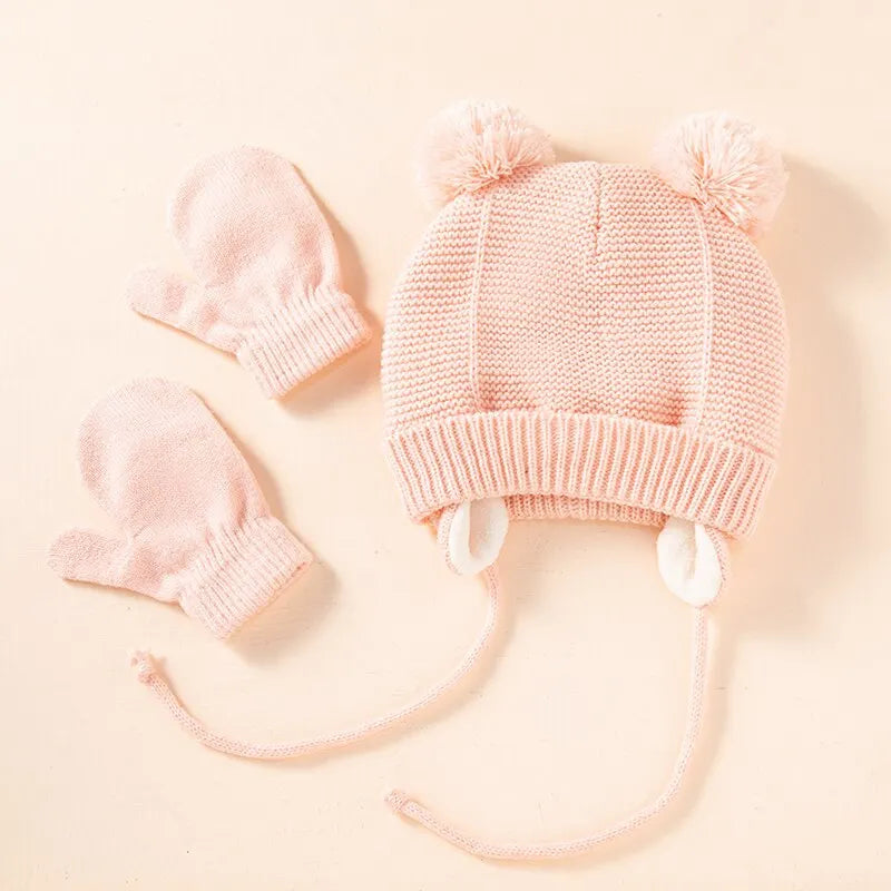 Ensemble Bonnet et Gants Bébé Tricot - Protection Hiver 3-36 Mois
