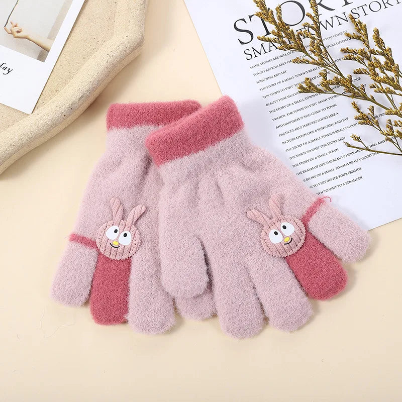 Gants Enfant Hiver Lapin - Moufles Chauds 2-6 ans