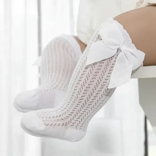 Chaussettes Bébé Fille à Nœud - Coton Dentelle 0-24 Mois