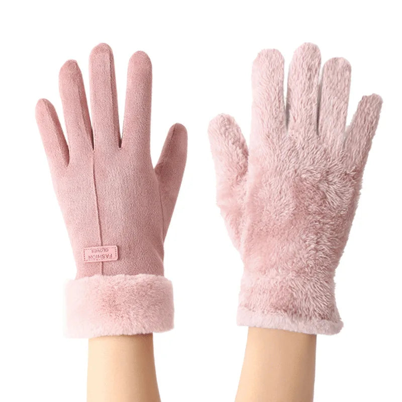 Gants Hiver Femme Doublés Polaire - Tactiles Suédine Chauds