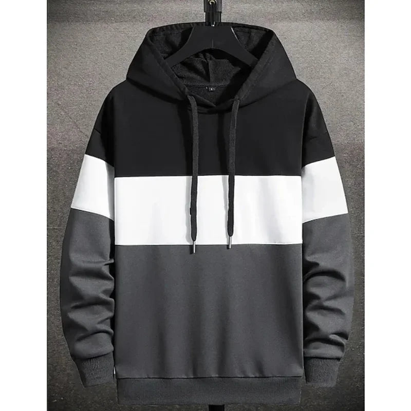 Sweat à Capuche Homme 3D Color Block - Pull Oversize Automne Hiver