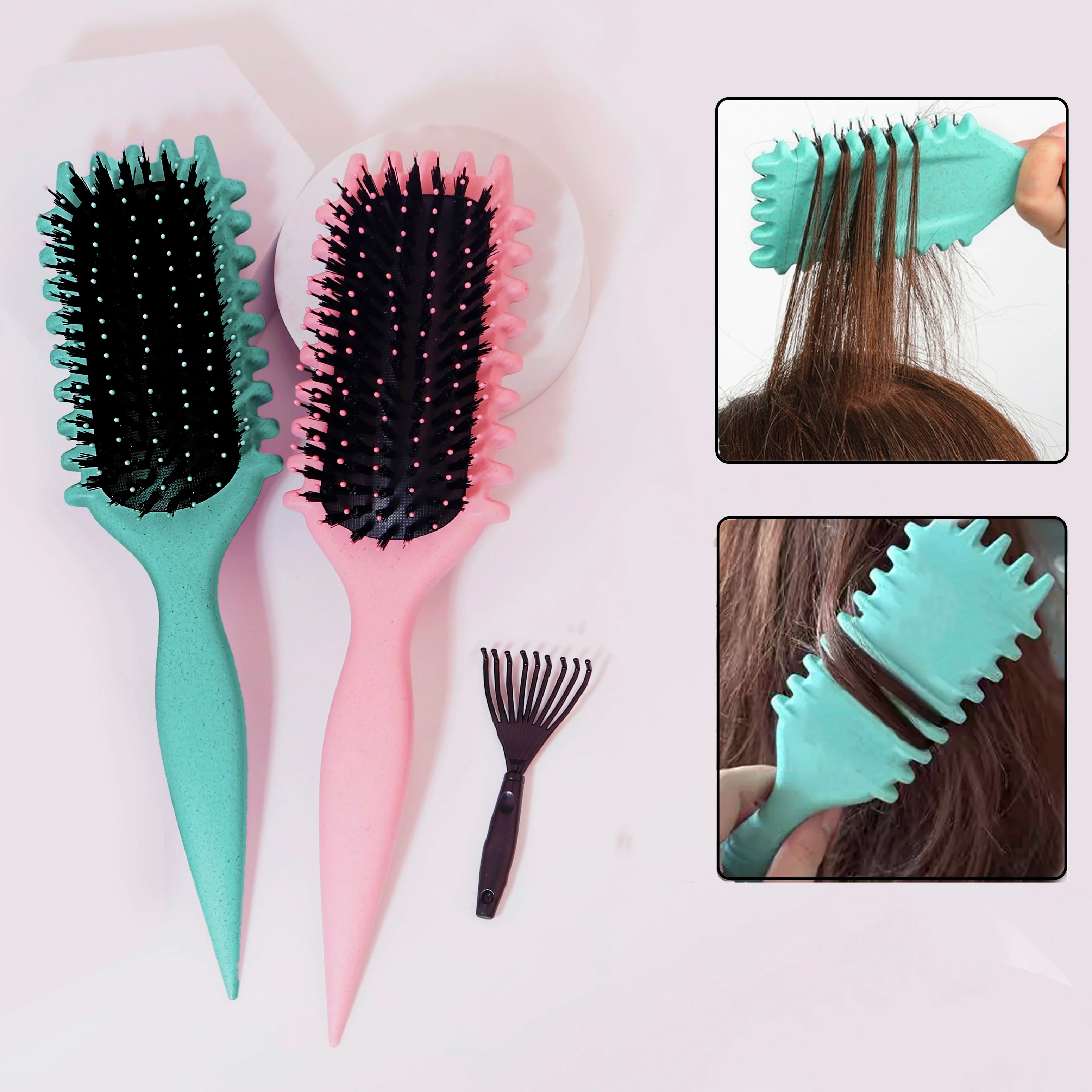 Brosse Cheveux Bouclés Définition - Peigne Démêlant Styling Anti-Frisottis