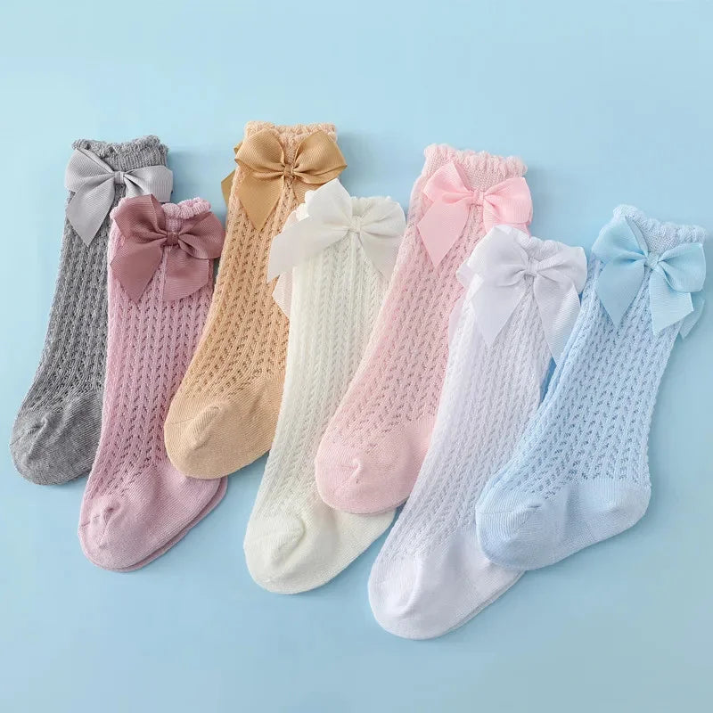 Chaussettes Bébé Fille à Nœud - Coton Dentelle 0-24 Mois
