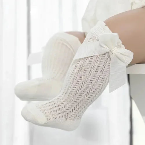 Chaussettes Bébé Fille à Nœud - Coton Dentelle 0-24 Mois