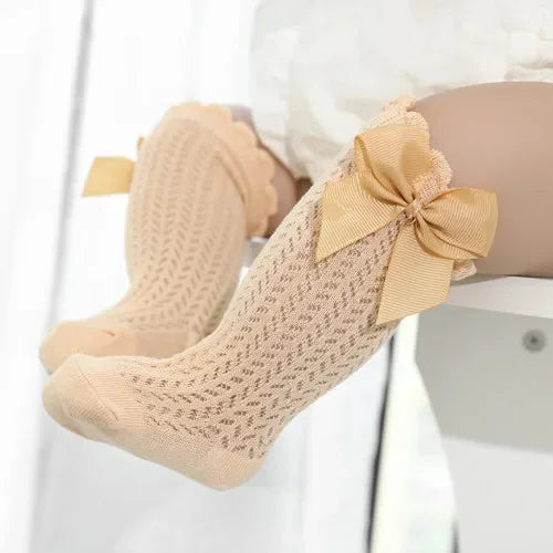 Chaussettes Bébé Fille à Nœud - Coton Dentelle 0-24 Mois