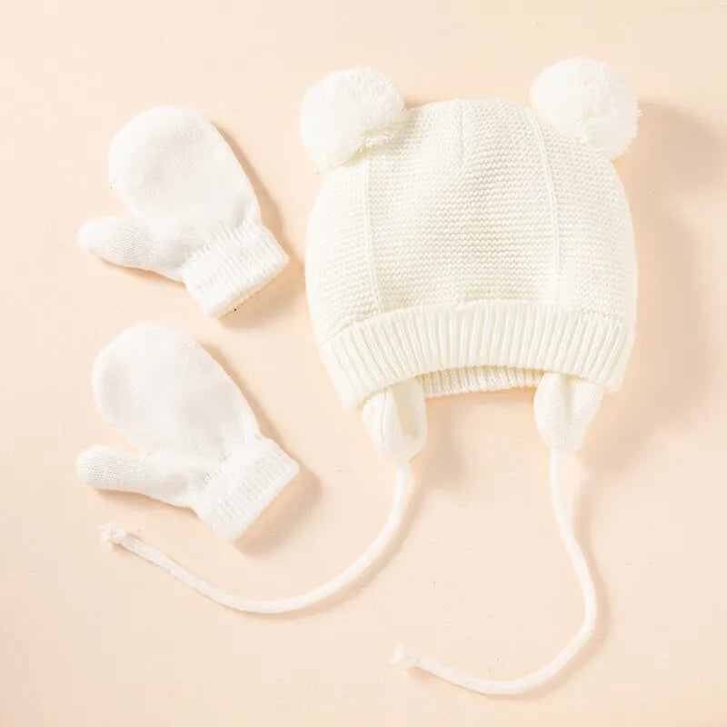 Ensemble Bonnet et Gants Bébé Tricot - Protection Hiver 3-36 Mois