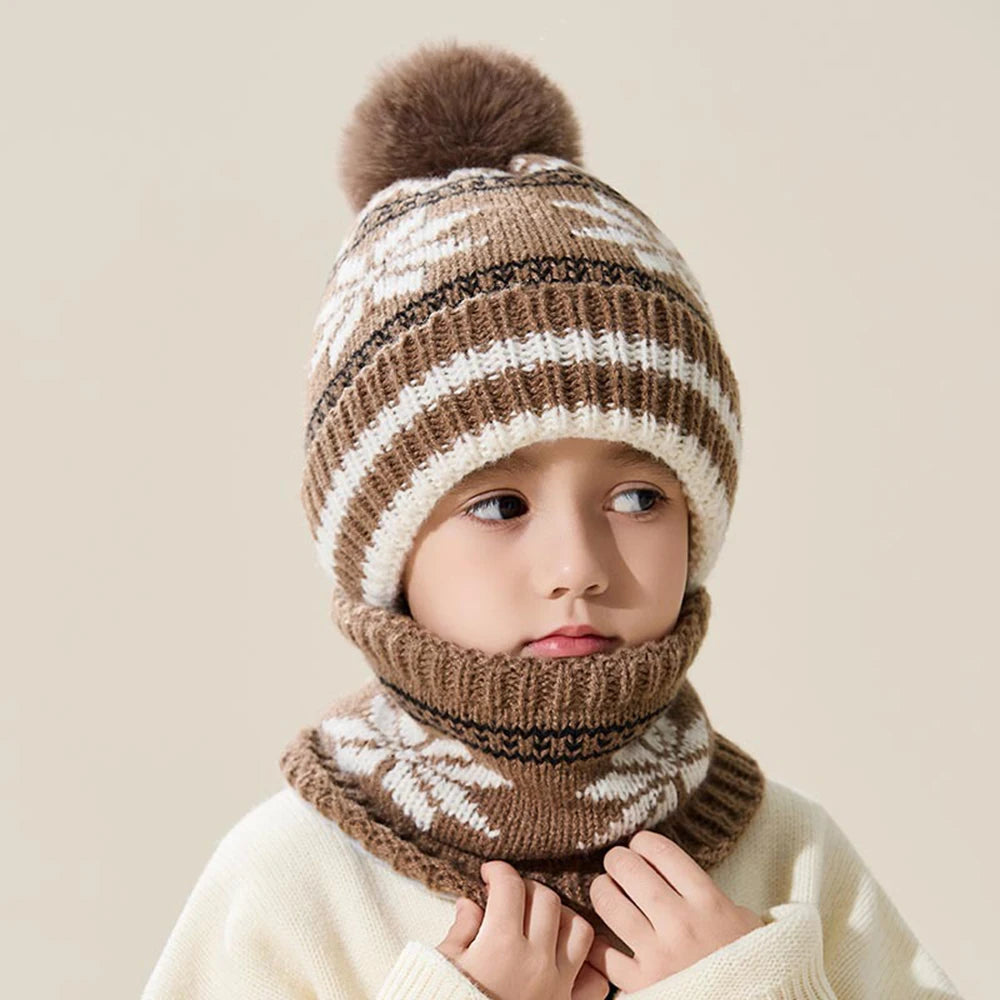 Set Hiver Enfant 2 Pièces - Bonnet et Écharpe Tricotés Épais (Garçons et Filles)