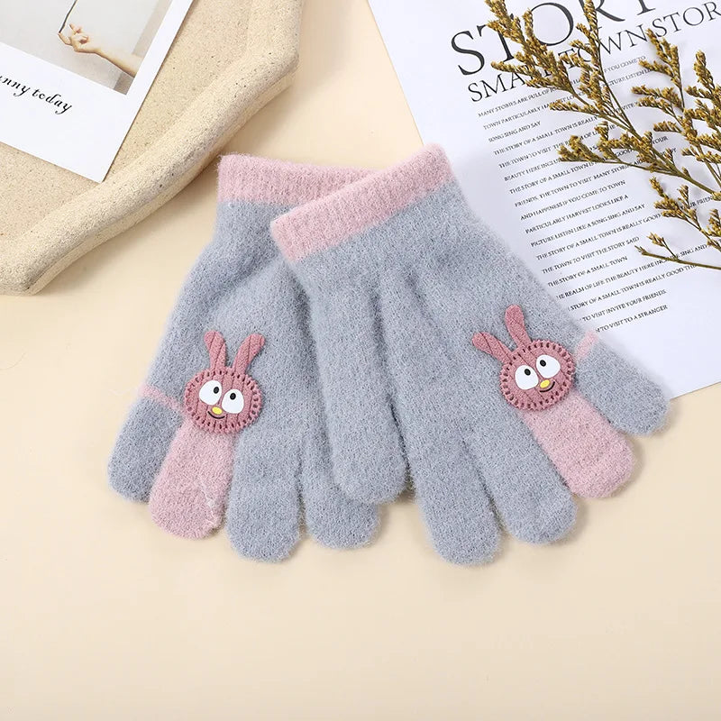 Gants Enfant Hiver Lapin - Moufles Chauds 2-6 ans