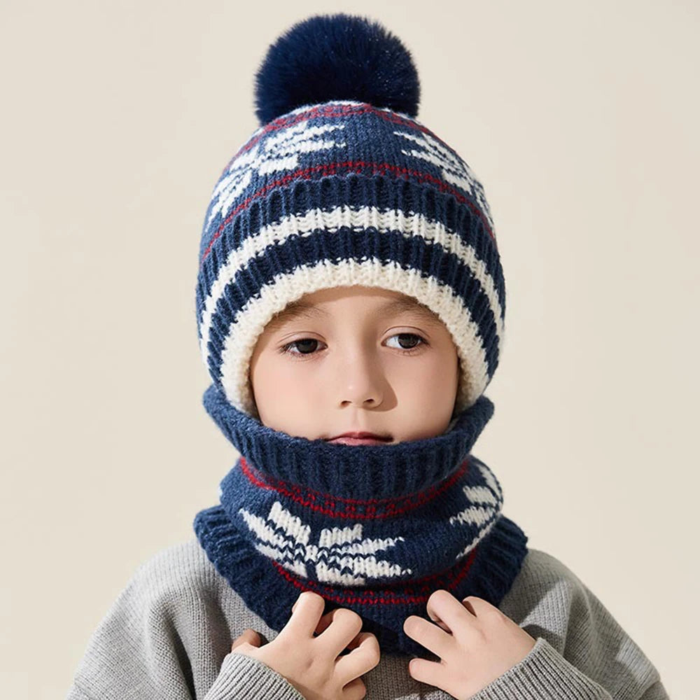 Set Hiver Enfant 2 Pièces - Bonnet et Écharpe Tricotés Épais (Garçons et Filles)