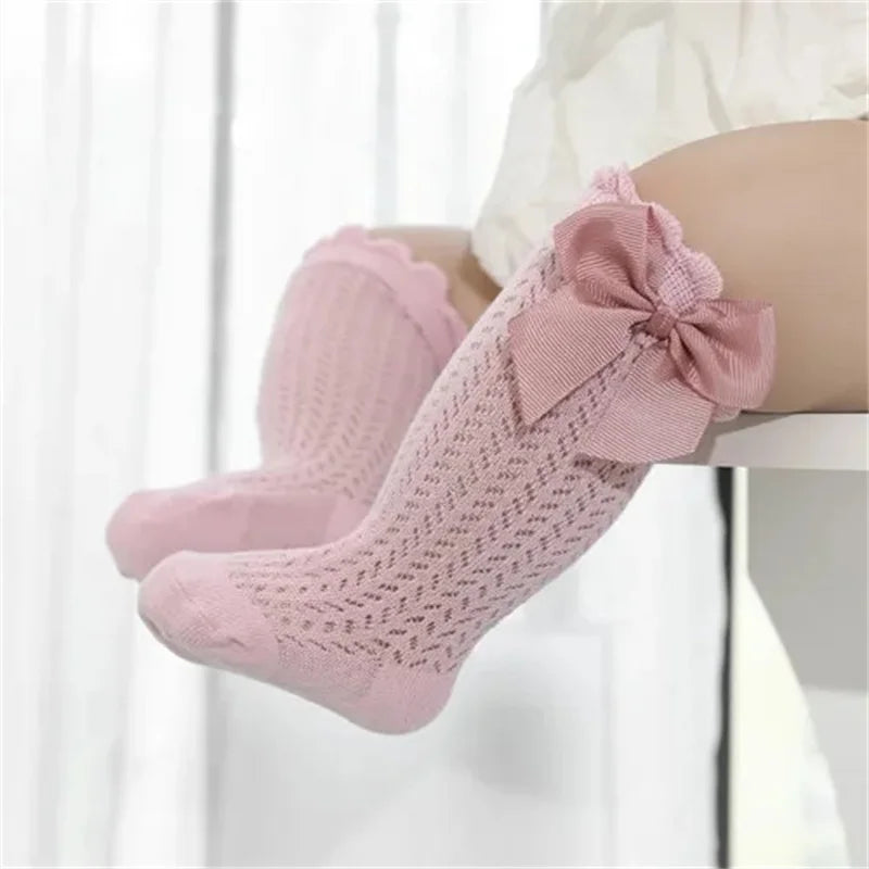 Chaussettes Bébé Fille à Nœud - Coton Dentelle 0-24 Mois