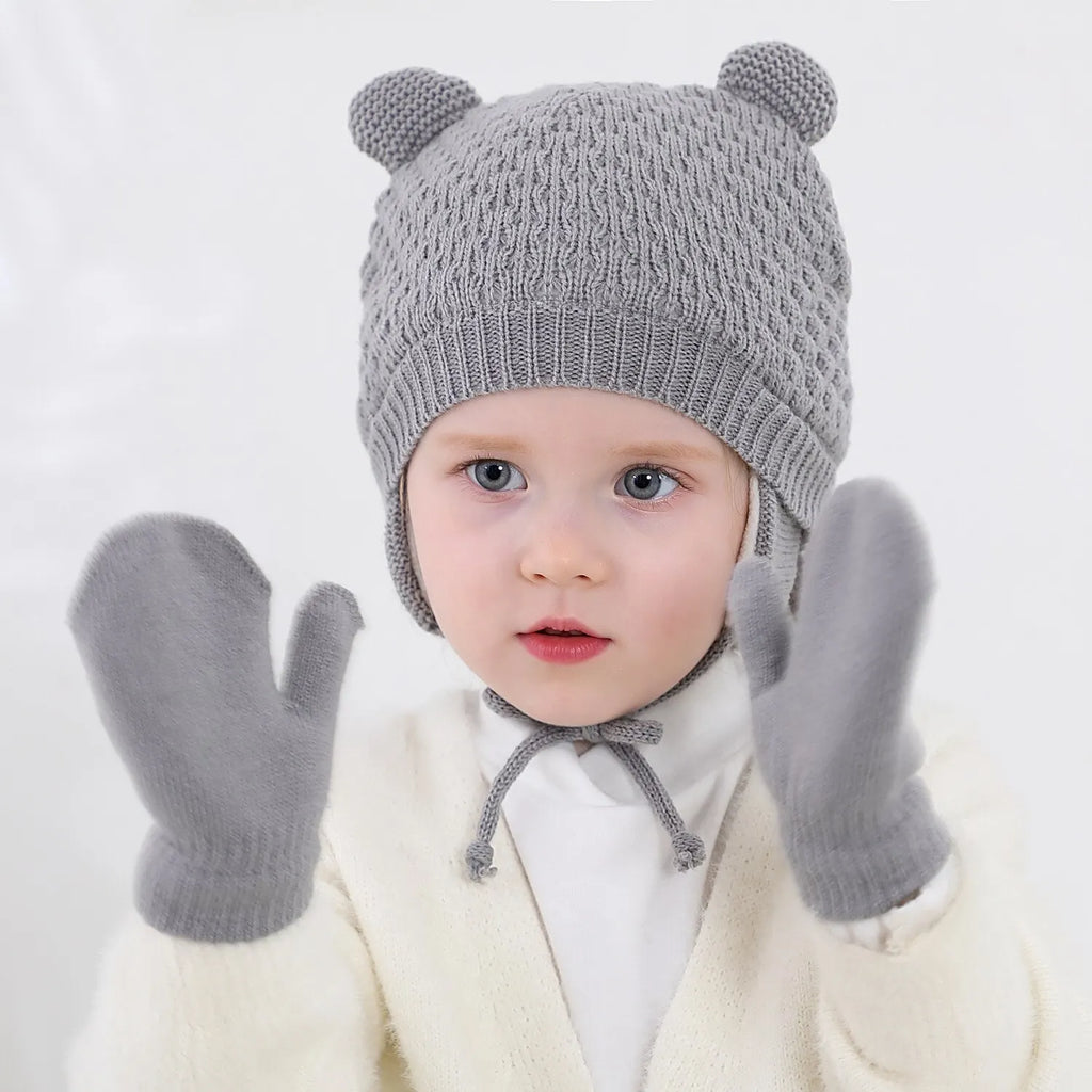 Ensemble Bonnet et Gants Bébé Tricot - Protection Hiver 3-36 Mois