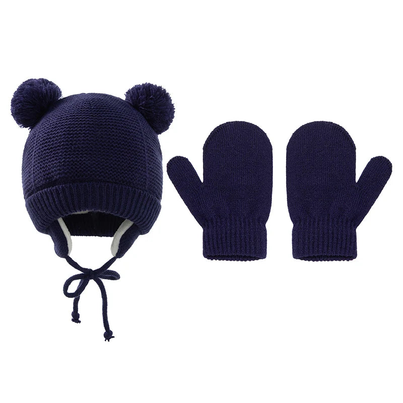 Ensemble Bonnet et Gants Bébé Tricot - Protection Hiver 3-36 Mois