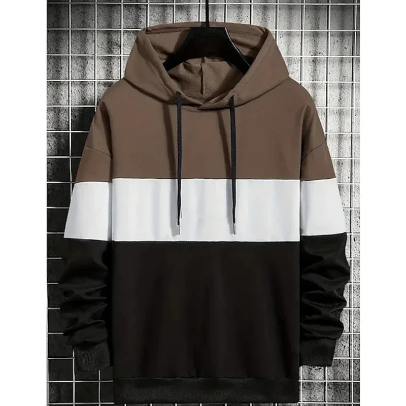 Sweat à Capuche Homme 3D Color Block - Pull Oversize Automne Hiver