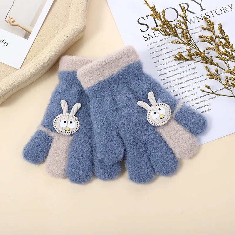 Gants Enfant Hiver Lapin - Moufles Chauds 2-6 ans