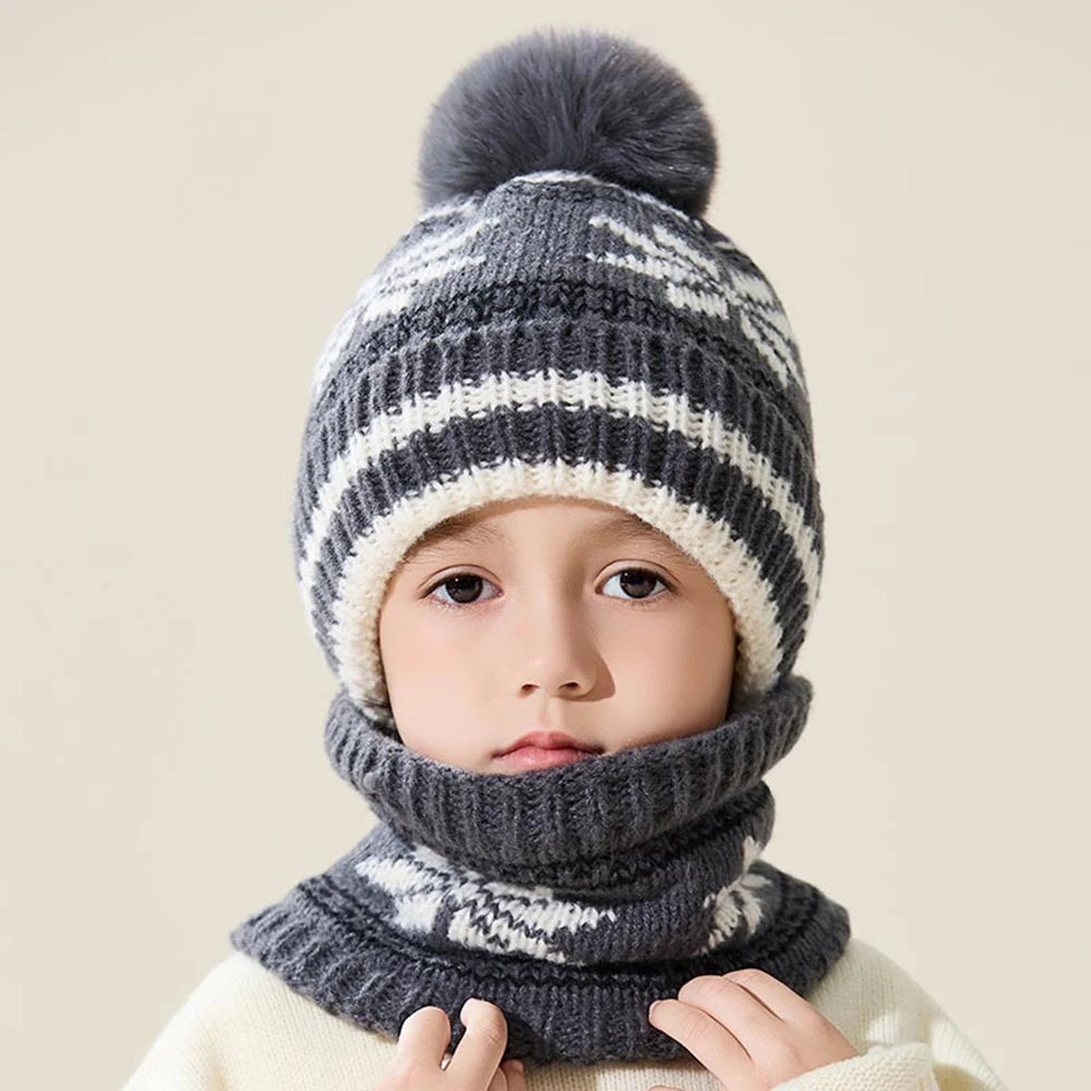 Set Hiver Enfant 2 Pièces - Bonnet et Écharpe Tricotés Épais (Garçons et Filles)
